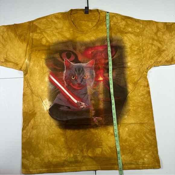 The mountain Star Wars cat light saber yellow tie dye short sleeve shirt 2XL - Picture 4 of 5